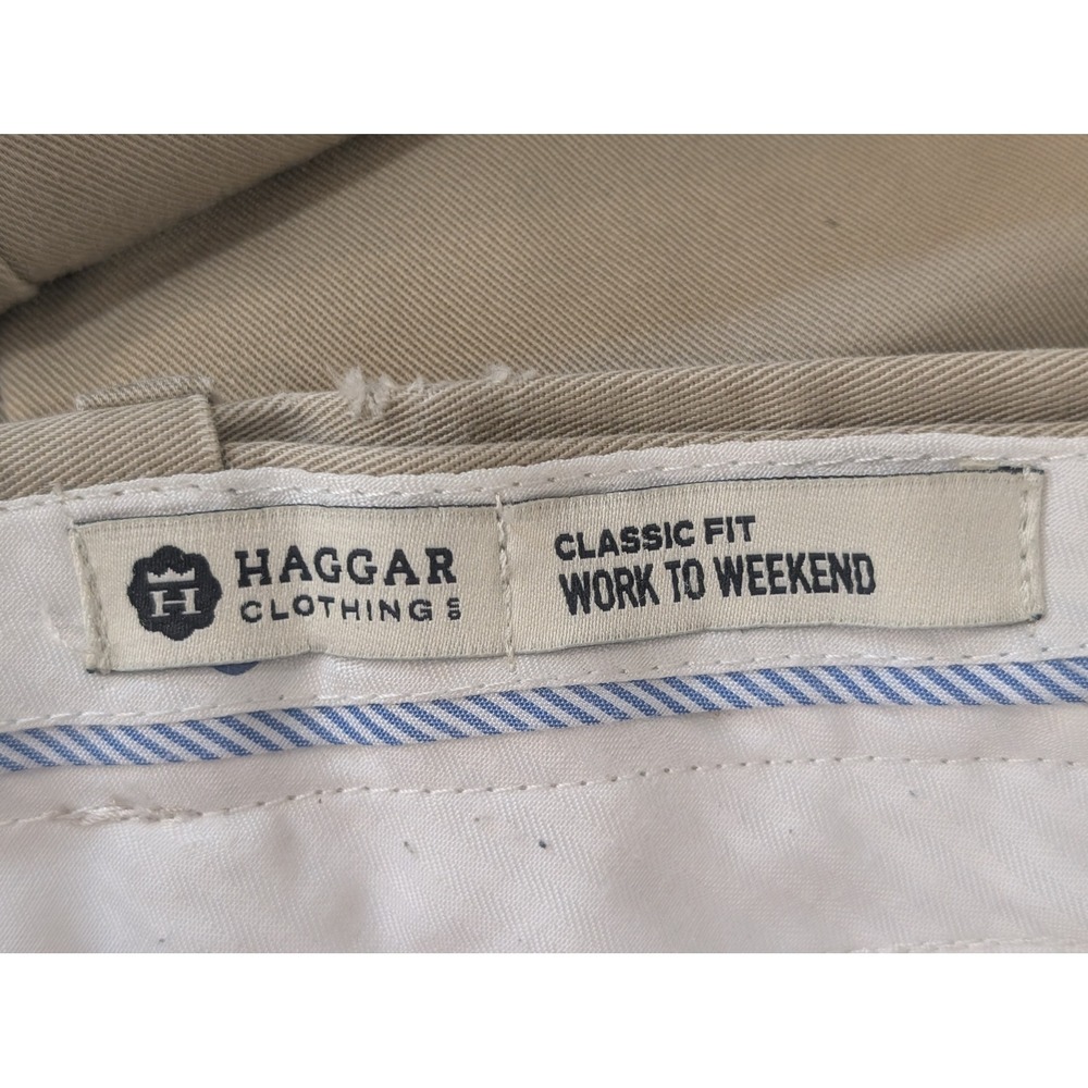 Haggar Classic Fit Work to Weekend Tan Khaki Dress Pants Men's 38x32 - Picture 5 of 6